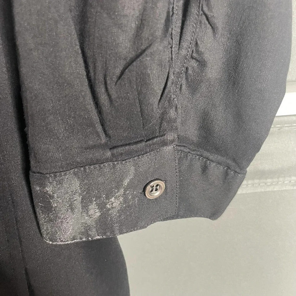 Eileen Fisher Mandarin Collar Linen Dress Black - Picture 4 of 5